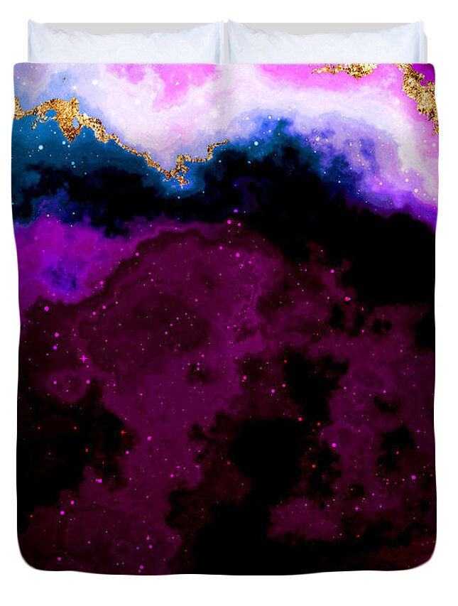 Holyrockarts Duvet Cover featuring the mixed media 100 Starry Nebulas in Space Abstract Digital Painting 048 by Holy Rock Design