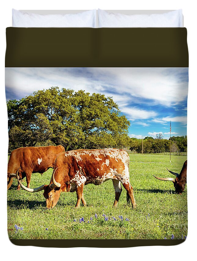 African Breed Duvet Cover featuring the photograph Texas Hill Country #11 by Raul Rodriguez