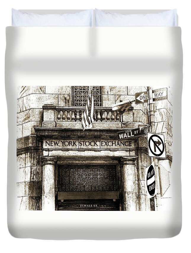 New Duvet Cover featuring the digital art 11 Wall St - Monochrome by Anthony Ellis