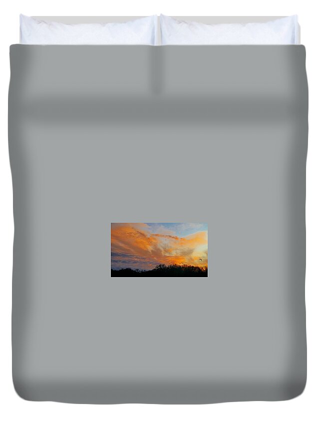 Nature Duvet Cover featuring the mixed media 12/27/19 Sunset by Ally White