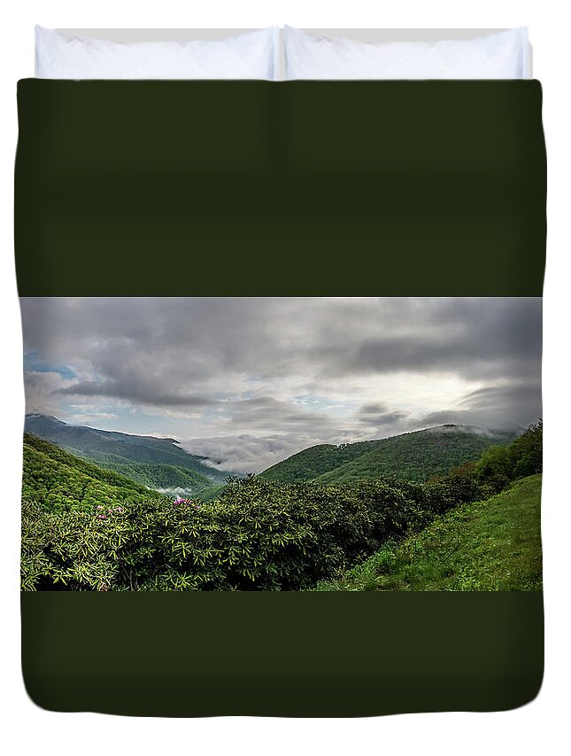 Rock Duvet Cover featuring the photograph Blue Ridge Mountains Near Mount Mitchell And Cragy Gardens #13 by Alex Grichenko