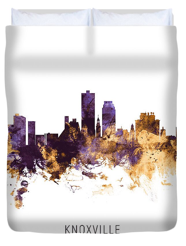 Knoxville Duvet Cover featuring the digital art Knoxville Tennessee Skyline by Michael Tompsett
