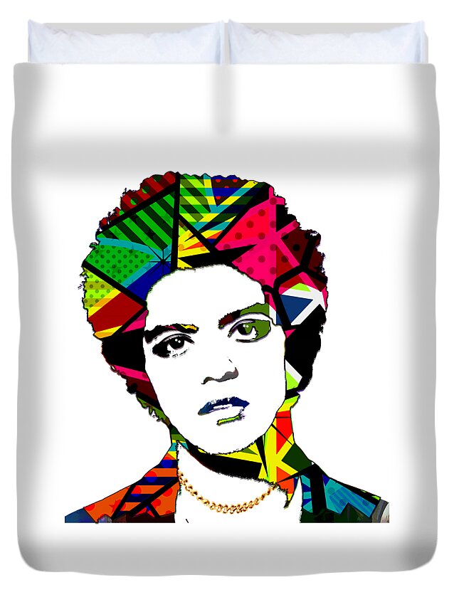 Bruno Mars Duvet Cover featuring the mixed media Bruno Mars #14 by Marvin Blaine