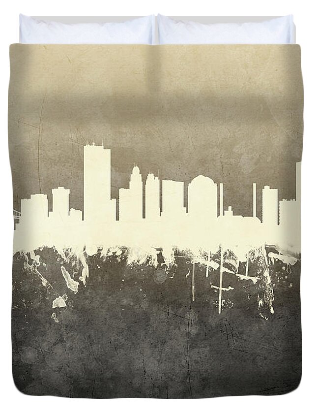 Toledo Duvet Cover featuring the digital art Toledo Ohio Skyline by Michael Tompsett