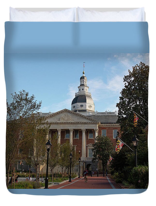 Founding Fathers Duvet Cover featuring the photograph Maryland state capitol building in Annapolis Maryland by Eldon McGraw