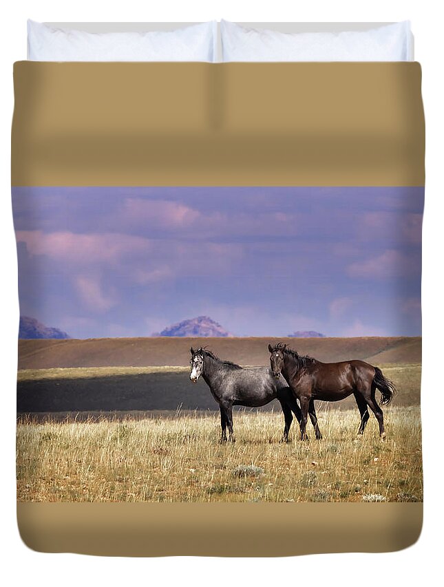 Horse Duvet Cover featuring the photograph Wild Horses #16 by Laura Terriere