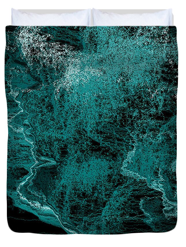 Rithmart Abstract Line Lines Wandering Fade Fading Pixel Water Tree Mountain Ocean Cloud Sky Nature Pond River Hotel Space Lake Smoke Office Lobby Room Public Clouds Organic Shades Random Computer Digital Shapes Width Height11 24x18 Also An Associated At Because Being Blue Border Could Create Danger Designed Fire Good Height Image Inch Interesting Intrigue Mystery Not Often Printed See Sense Smoke So Something Urgency Used Usually Very Way Width Would You Duvet Cover featuring the digital art 16x9.v.282.11x8.13-#rithmart by Gareth Lewis