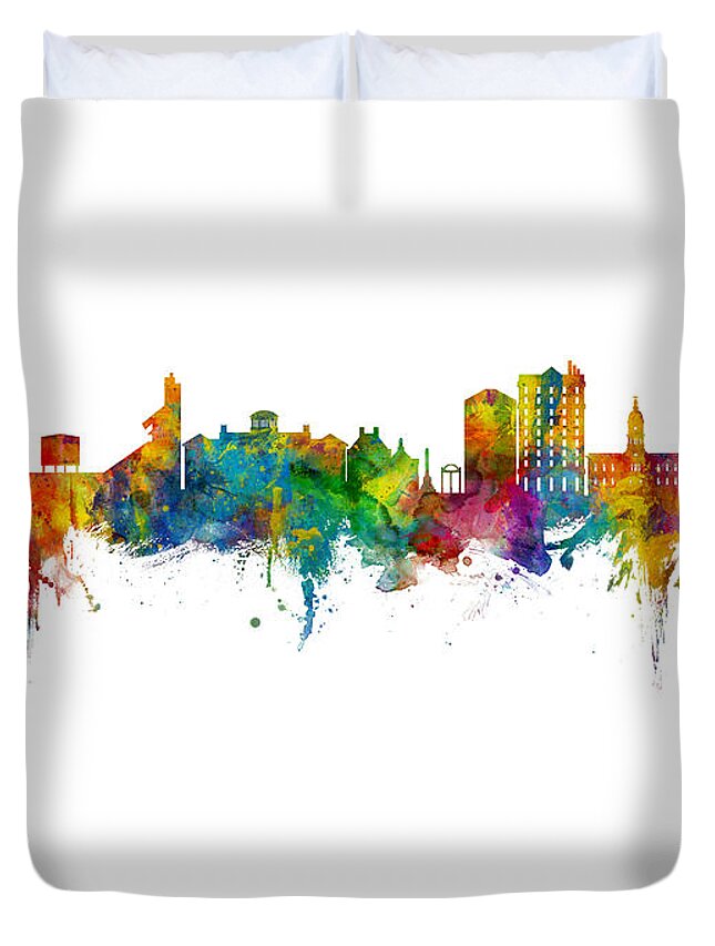 Athens Duvet Cover featuring the digital art Athens Georgia Skyline #17 by Michael Tompsett