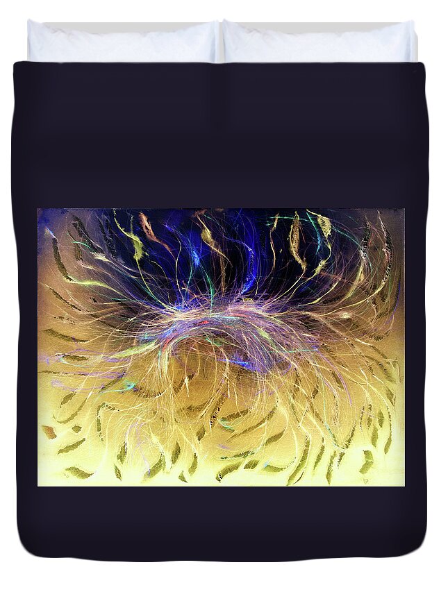  Duvet Cover featuring the painting 'Just before drifting off to sleep, as the thoughts flicker up and then vanish'-inversion-1 by Petra Rau