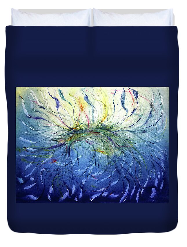  Duvet Cover featuring the painting 'Just before drifting off to sleep, as the thoughts flicker up and then vanish' by Petra Rau