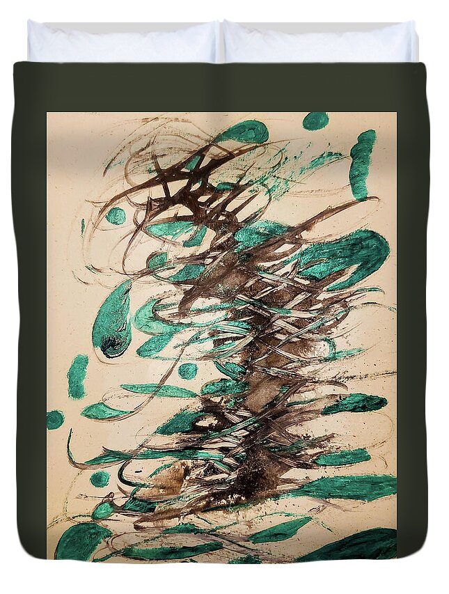 Abstract Duvet Cover featuring the painting Untitled #18 by Karen Lillard