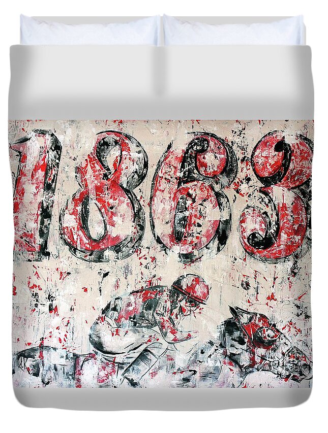 Thoroughbred Duvet Cover featuring the painting 1863 Saratoga by David Keenan