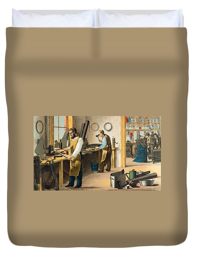 Americana Duvet Cover featuring the digital art 1874 Tinsmith by Kim Kent