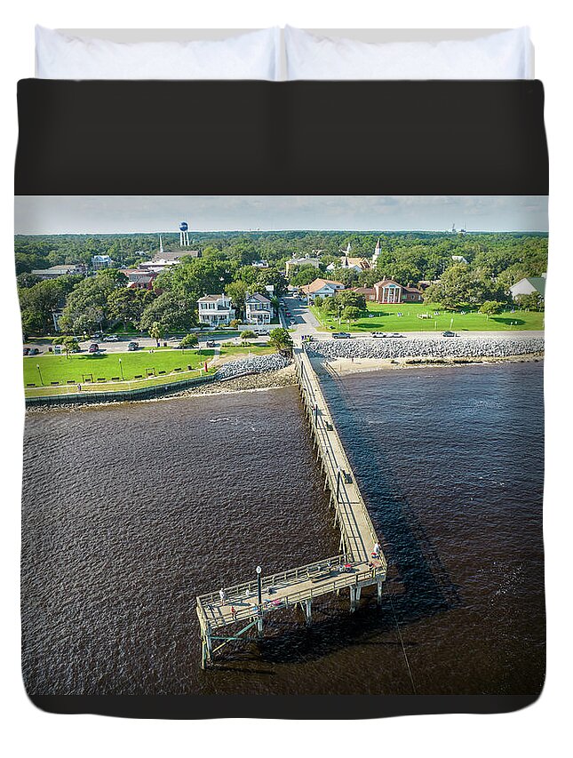 Aerial Duvet Cover featuring the photograph Southport, NC #19 by Dave Guy