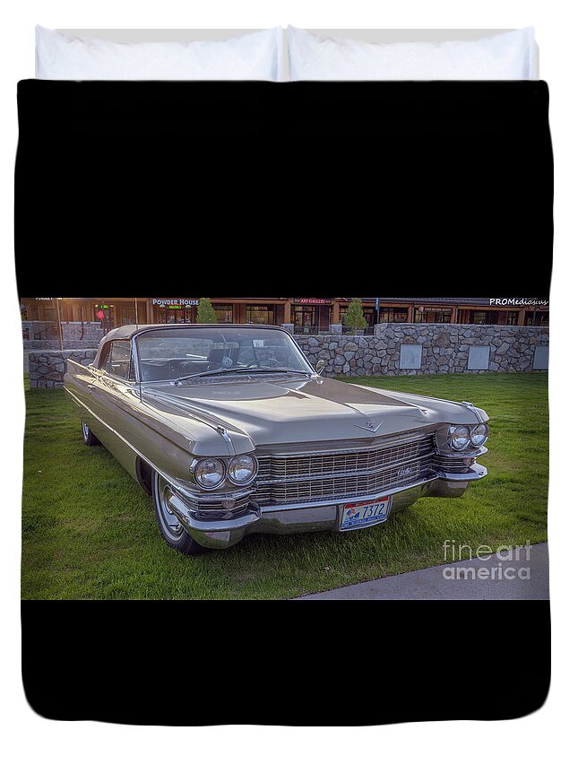 South Lake Tahoe Duvet Cover featuring the photograph 1963 Cadillac convertible by PROMedias US