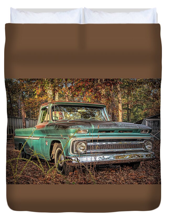 Truck Duvet Cover featuring the photograph 1964 C10 Chevy Pickup Junkyard Find by Kristia Adams
