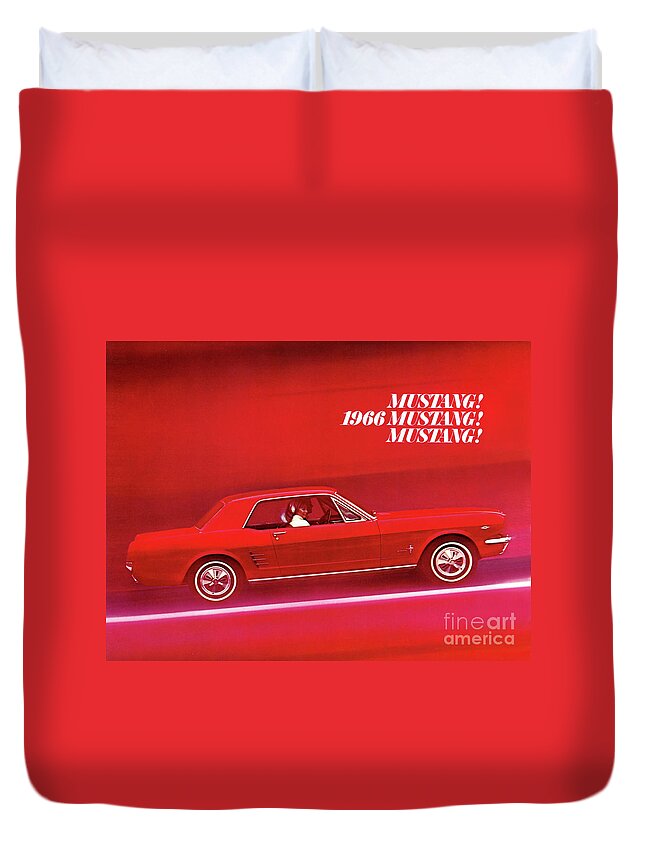 1966 Duvet Cover featuring the photograph 1966 Mustang Brochure Cover by Ron Long