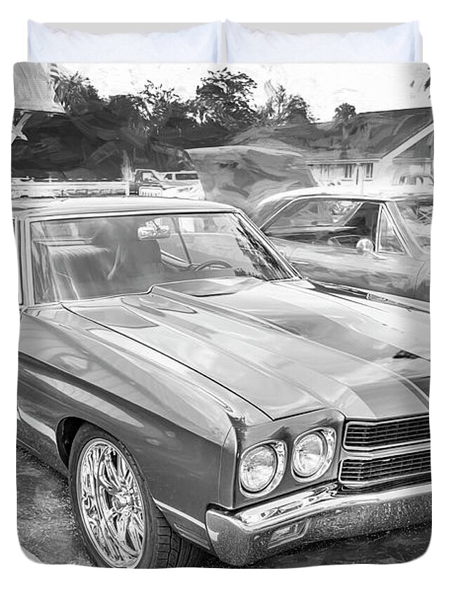 1970 Grey Chevelle Duvet Cover featuring the photograph 1970 Gray Chevy Chevelle 454 X152 #1970 by Rich Franco
