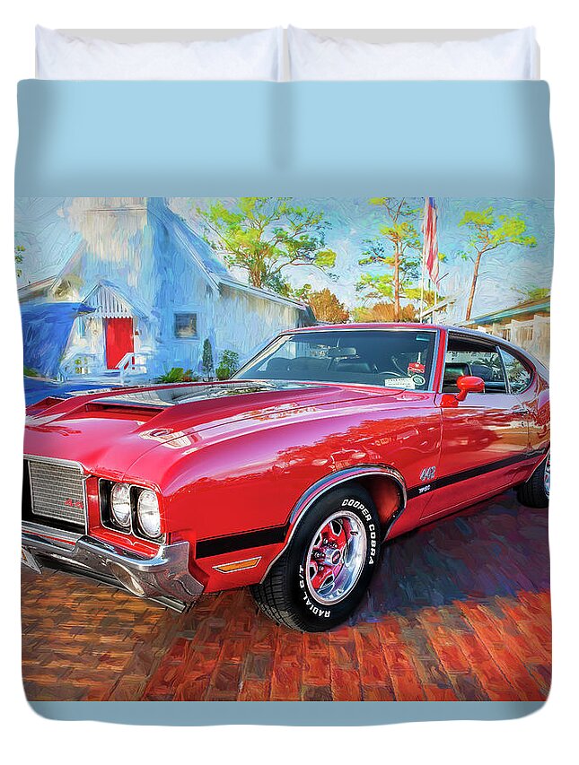 1971 Oldsmobile 442 W30 Duvet Cover featuring the photograph 1971 Oldsmobile 442 W30 X110 by Rich Franco