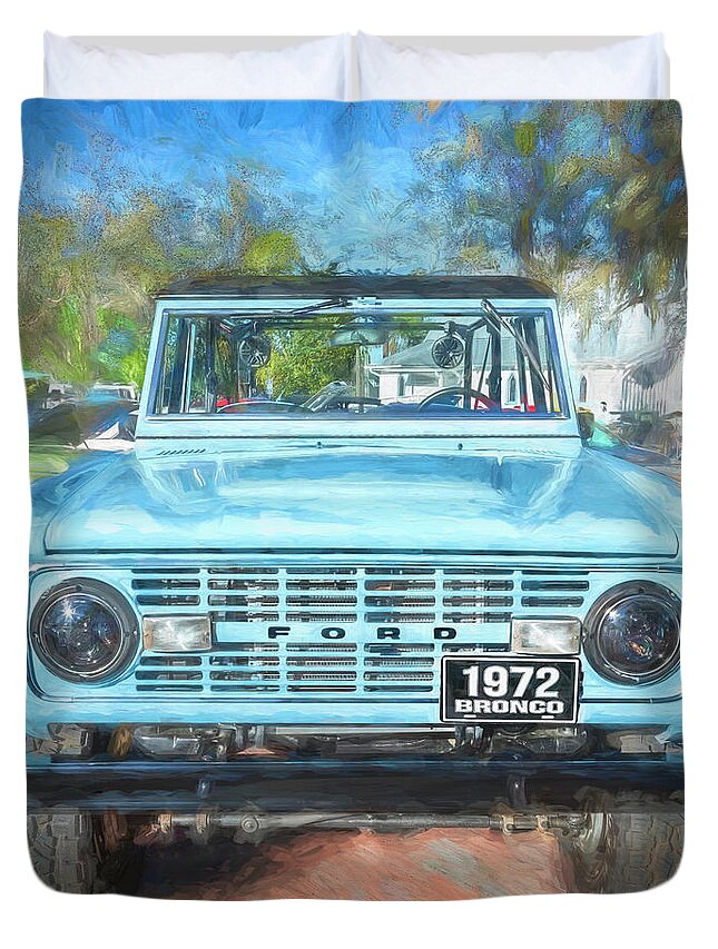 1972 Wind Blue Ford Bronco Duvet Cover featuring the photograph 1972 Wind Blue Ford Bronco X102 by Rich Franco