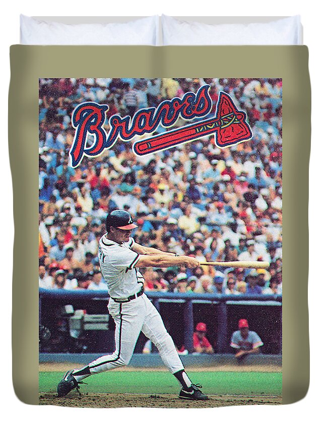 Atlanta Braves Duvet Cover featuring the mixed media 1988 Atlanta Braves by Row One Brand