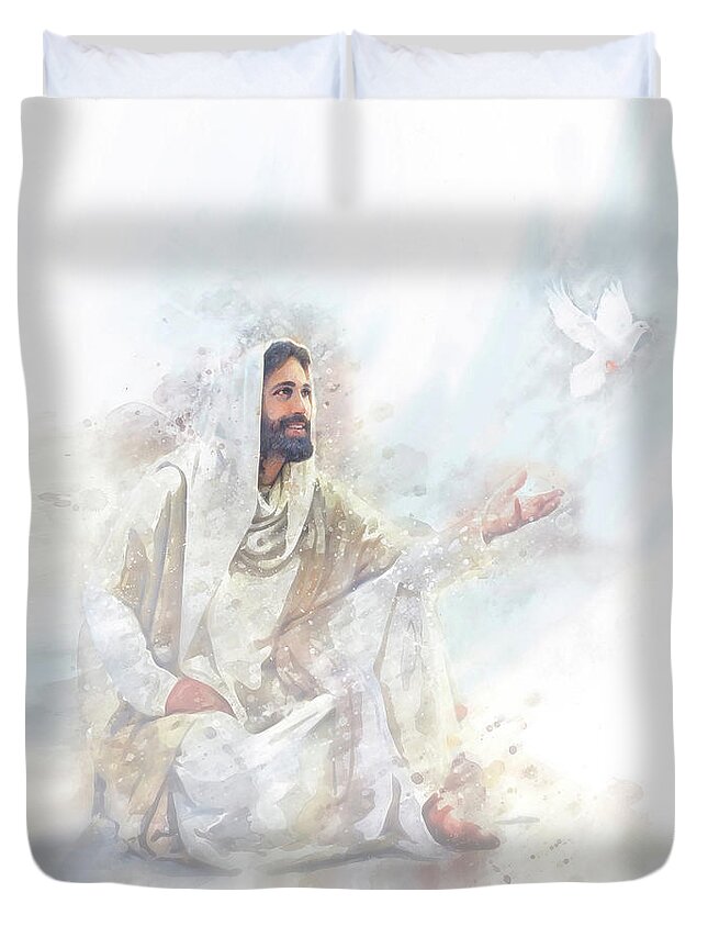 Jesus Duvet Cover featuring the painting And the Truth Shall Make You Free #2 by Greg Olsen