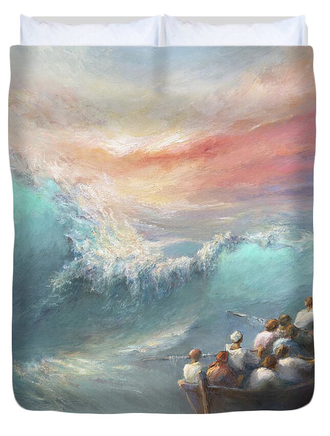 Calming The Storm Duvet Cover featuring the painting Calming the storm #2 by Tigran Ghulyan