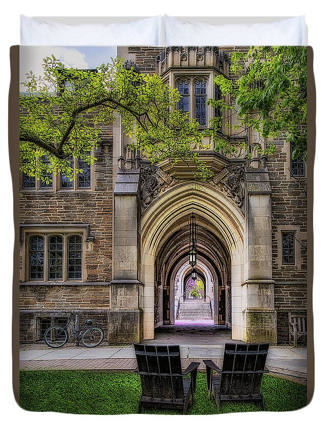 Princeton University Duvet Cover featuring the photograph Campbell Hall Princeton University #2 by Susan Candelario