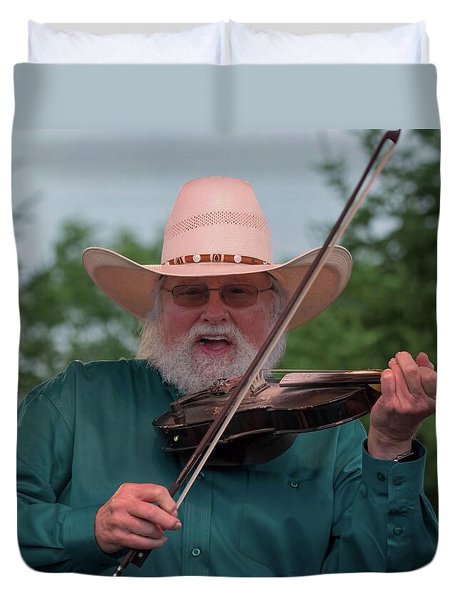 Charlie Daniels Duvet Cover featuring the photograph Charlie Daniels at his best #2 by Alan Goldberg