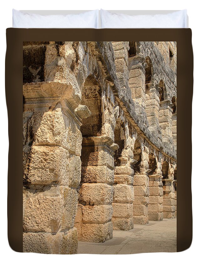 Colosseum Duvet Cover featuring the photograph Colosseum in pula, Croatia #2 by Ian Middleton