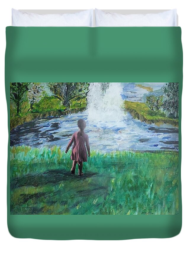 Wonder Duvet Cover featuring the painting Curiosity by Suzanne Berthier
