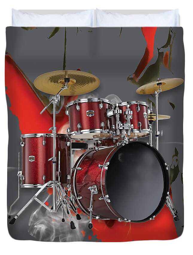 Drums Duvet Cover featuring the mixed media Drum Set #2 by Marvin Blaine