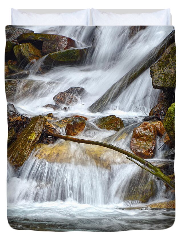 Waterfall Duvet Cover featuring the photograph Falling Water by Phil Perkins
