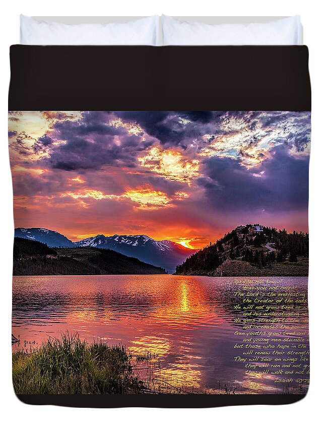 Sunset Duvet Cover featuring the photograph Fiery Sunset at Summit Cove #2 by Stephen Johnson