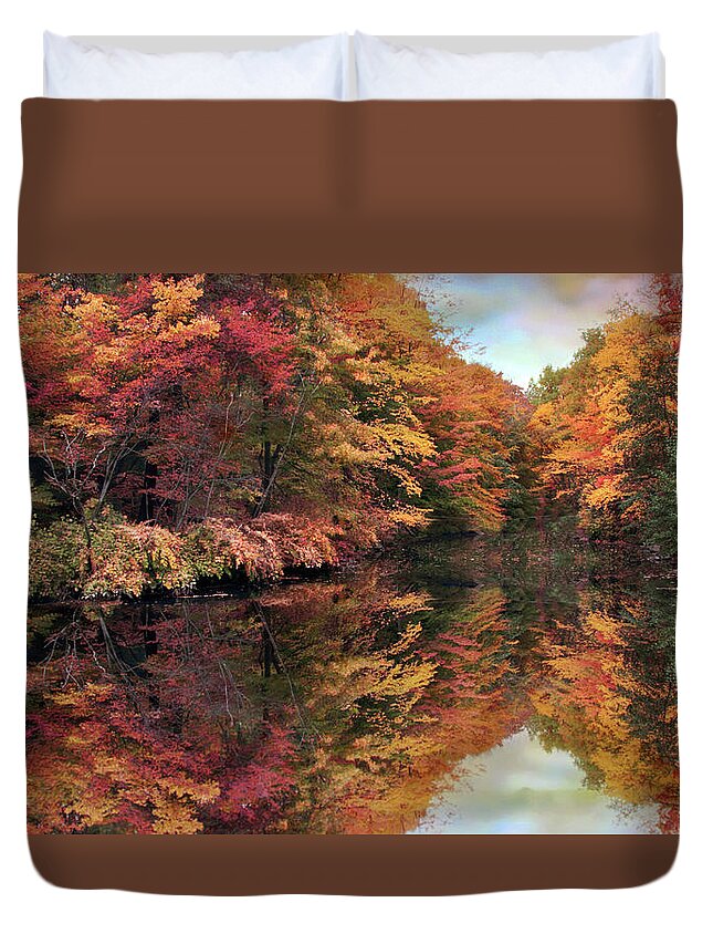 Autumn Duvet Cover featuring the photograph Foliage Reflections by Jessica Jenney