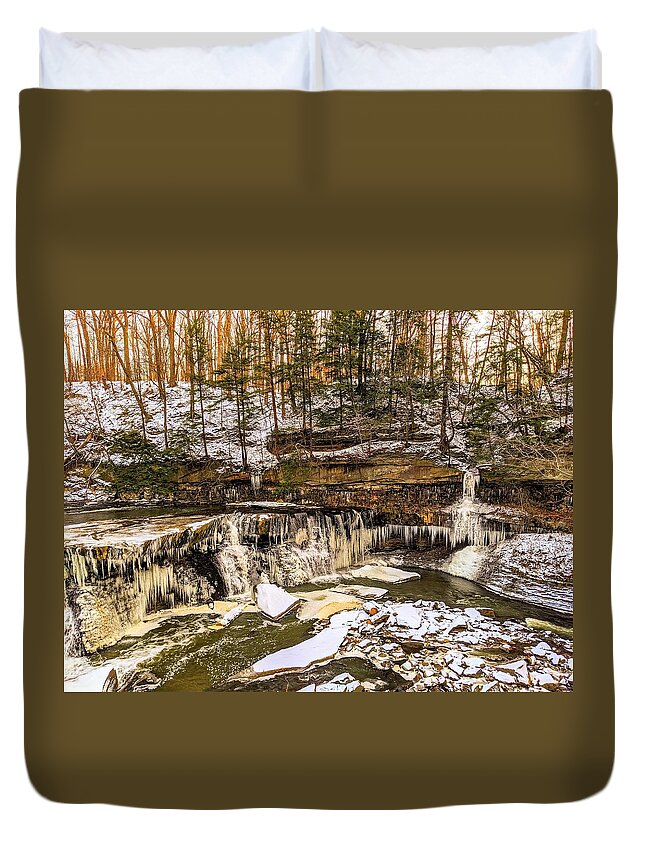  Duvet Cover featuring the photograph Great Falls Winter 2019 #2 by Brad Nellis