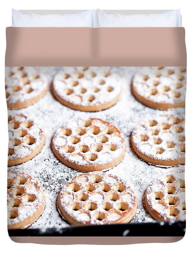 Honey Cookies On Baking Sheet Duvet Cover by Liss Art Studio
