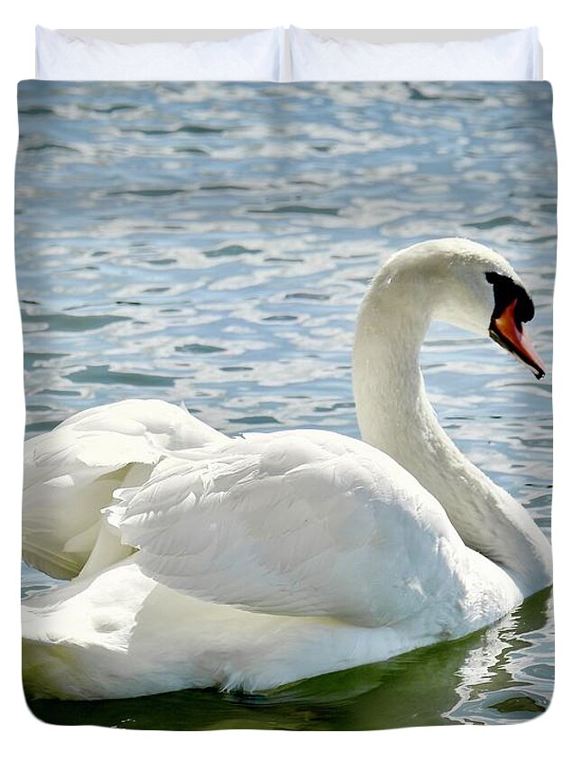 Mute Swan Duvet Cover featuring the photograph I'm Watching You #2 by Carol Bradley