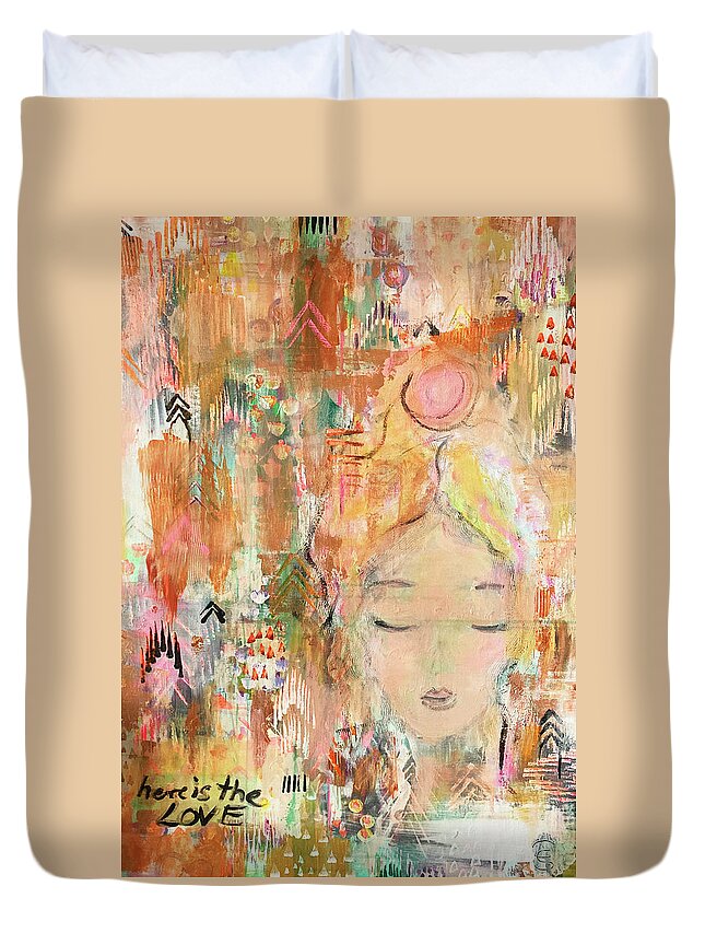 Intuitive Painting Duvet Cover featuring the drawing Intuitive Painting by Claudia Schoen