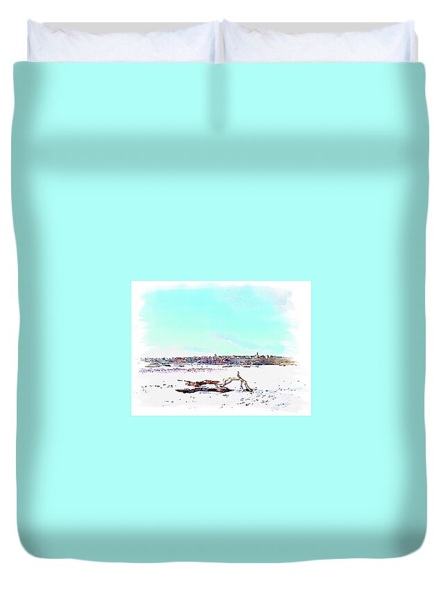 Lossiemouth Duvet Cover featuring the digital art Lossiemouth East Beach #3 by John Mckenzie