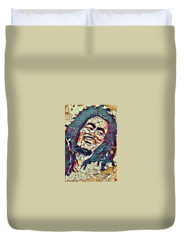  Duvet Cover featuring the mixed media One Love by Angie ONeal