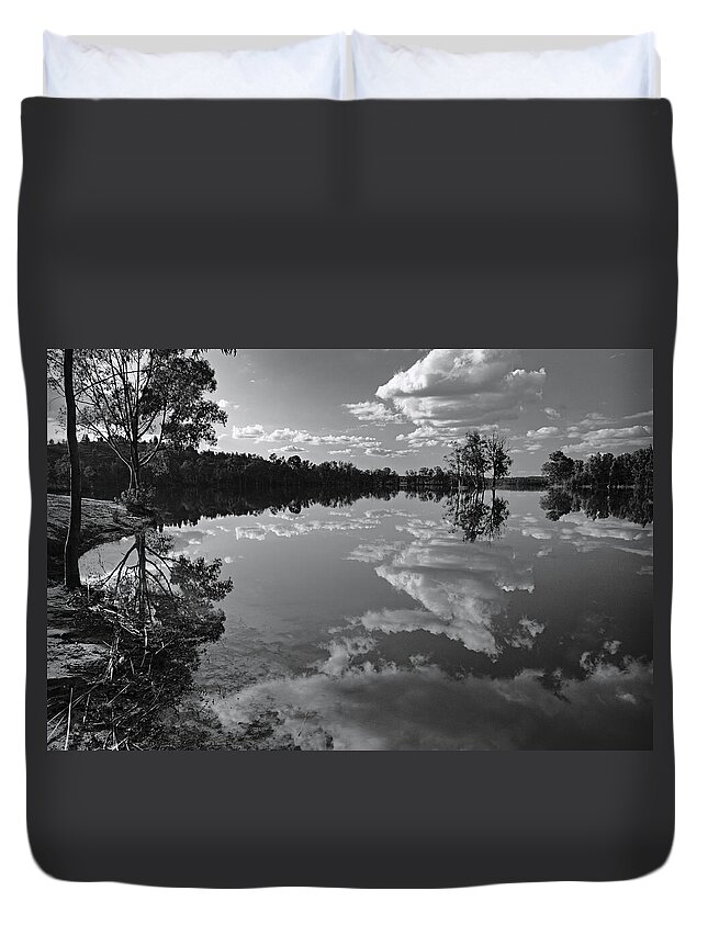 Mertola Duvet Cover featuring the photograph Reflections by the Lake #2 by Angelo DeVal