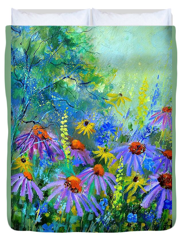 Fleur Duvet Cover featuring the painting Rudbeckias #2 by Pol Ledent