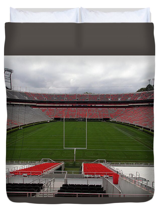 Athens Georgia Duvet Cover featuring the photograph Sanford Stadium at the University of Georgia by Eldon McGraw