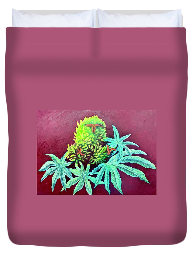  Duvet Cover featuring the painting Seedpod #2 by Franci Hepburn