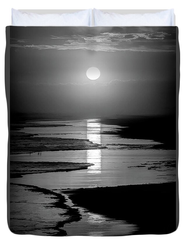 Sunset Duvet Cover featuring the photograph Sunset on Indian Beach #2 by Allen Carroll