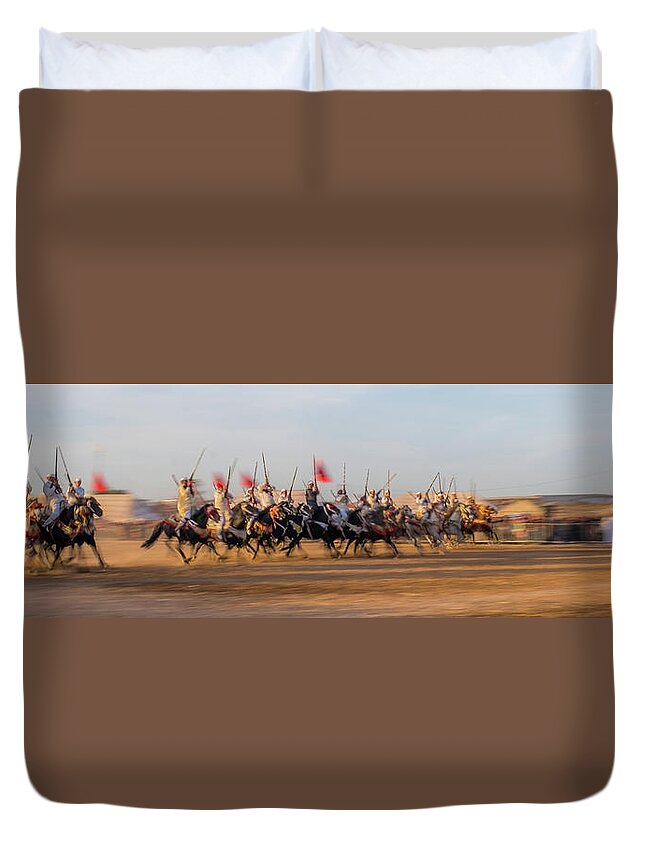 Festival Duvet Cover featuring the photograph Tbourida Festival by Arj Munoz