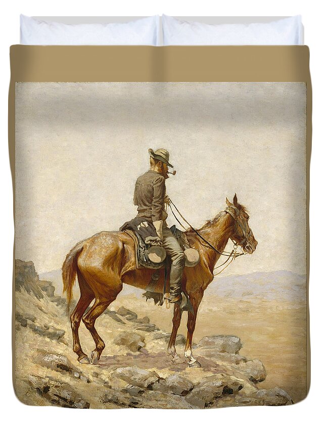 Frederic Remington Duvet Cover featuring the painting The Lookout #2 by Frederic Remington
