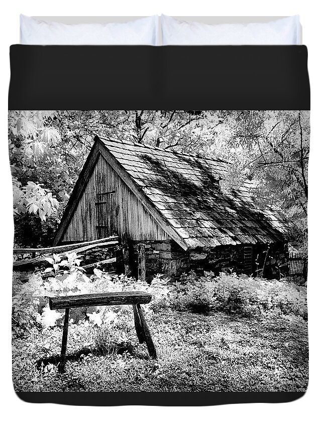Dir-ea-0703-b Duvet Cover featuring the photograph The Old Stool #2 by Paul W Faust - Impressions of Light