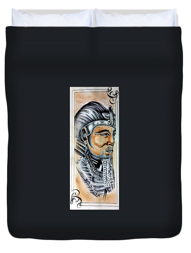 Black Art Duvet Cover featuring the drawing Untitled #2 by Joedee